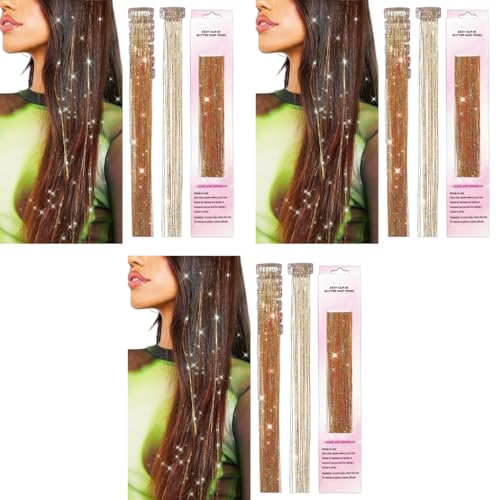 MAYCREATE® 18PCS Hair Tinsel Extensions Brown Glitter Strands 20.5 Inch Clip-on Shiny Extension Heat Resistant Fairy Kit for Women Girls Halloween Cosplay Party MAYCREATE® 18PCS Hair Tinsel Extensions Brown Glitter Strands 20.5 Inch Clip-on Shiny Extension Heat Resistant Fairy Kit for Women Girls Halloween Cosplay Party